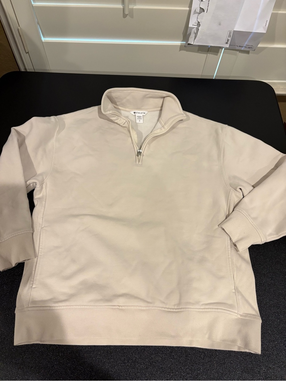 Athleta ladies 1/4-Zip Sweatshirt in Light Beige